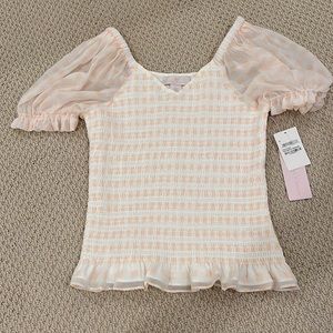 Rachel Parcell smocked top with shear sleeve